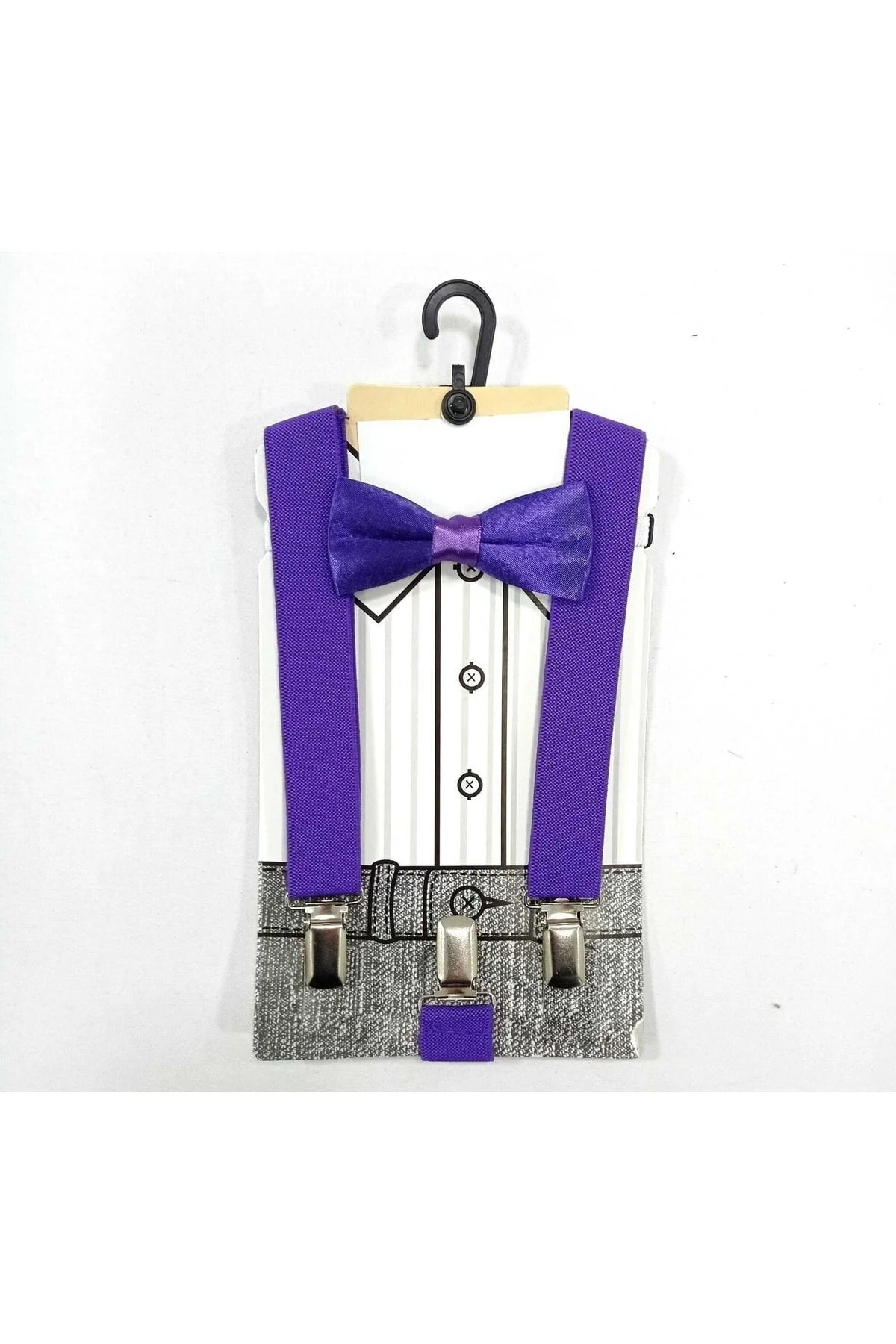 Çocuk Mor Papyon Pantalon Askı Seti