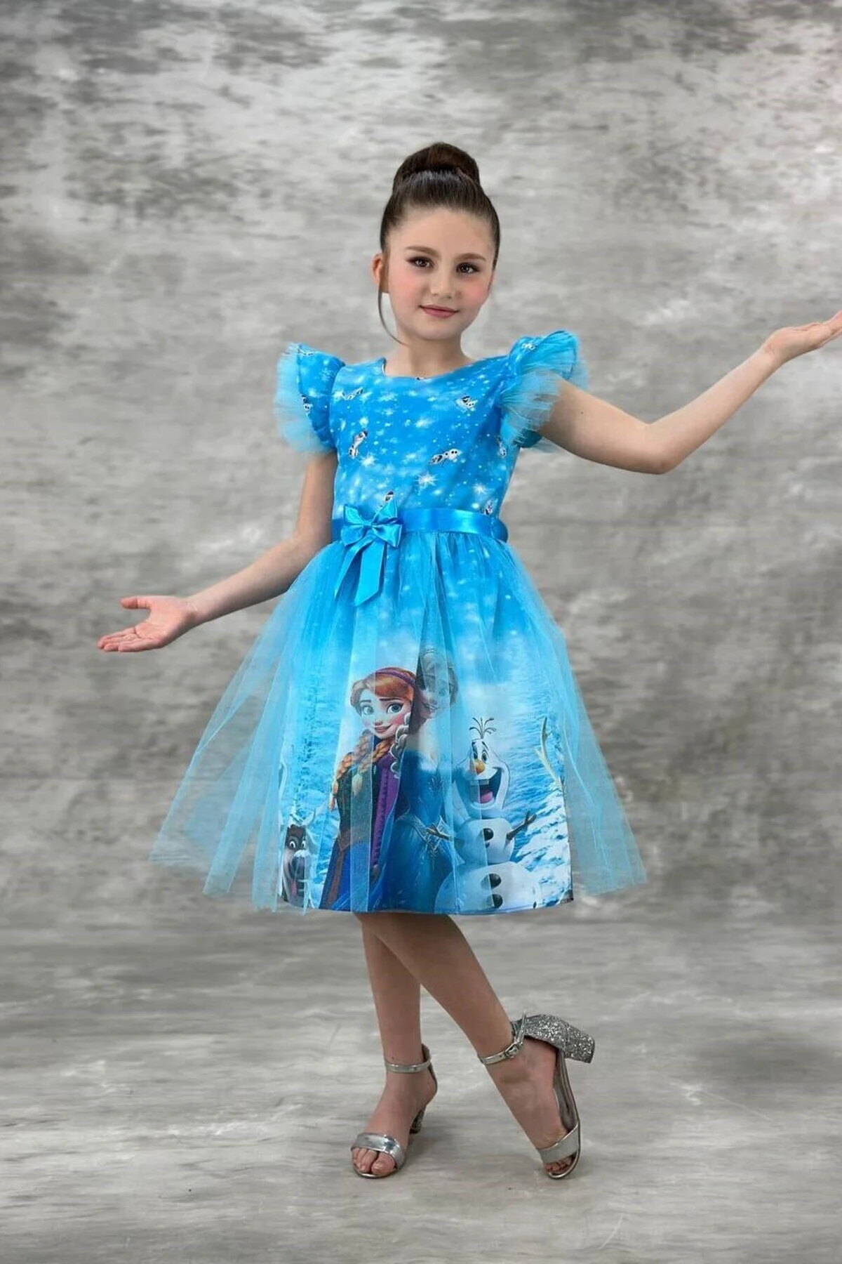 Mavi Elsa Elbise Doğumgünü Parti Elbisesi