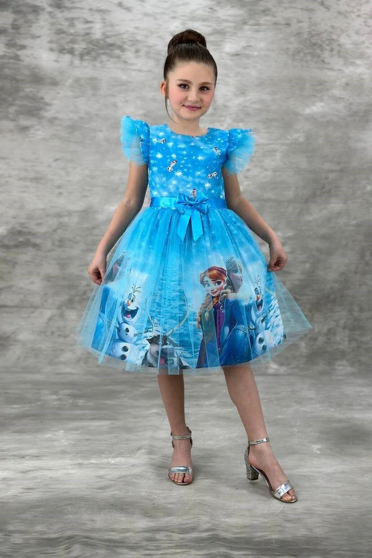 Mavi Elsa Elbise Doğumgünü Parti Elbisesi