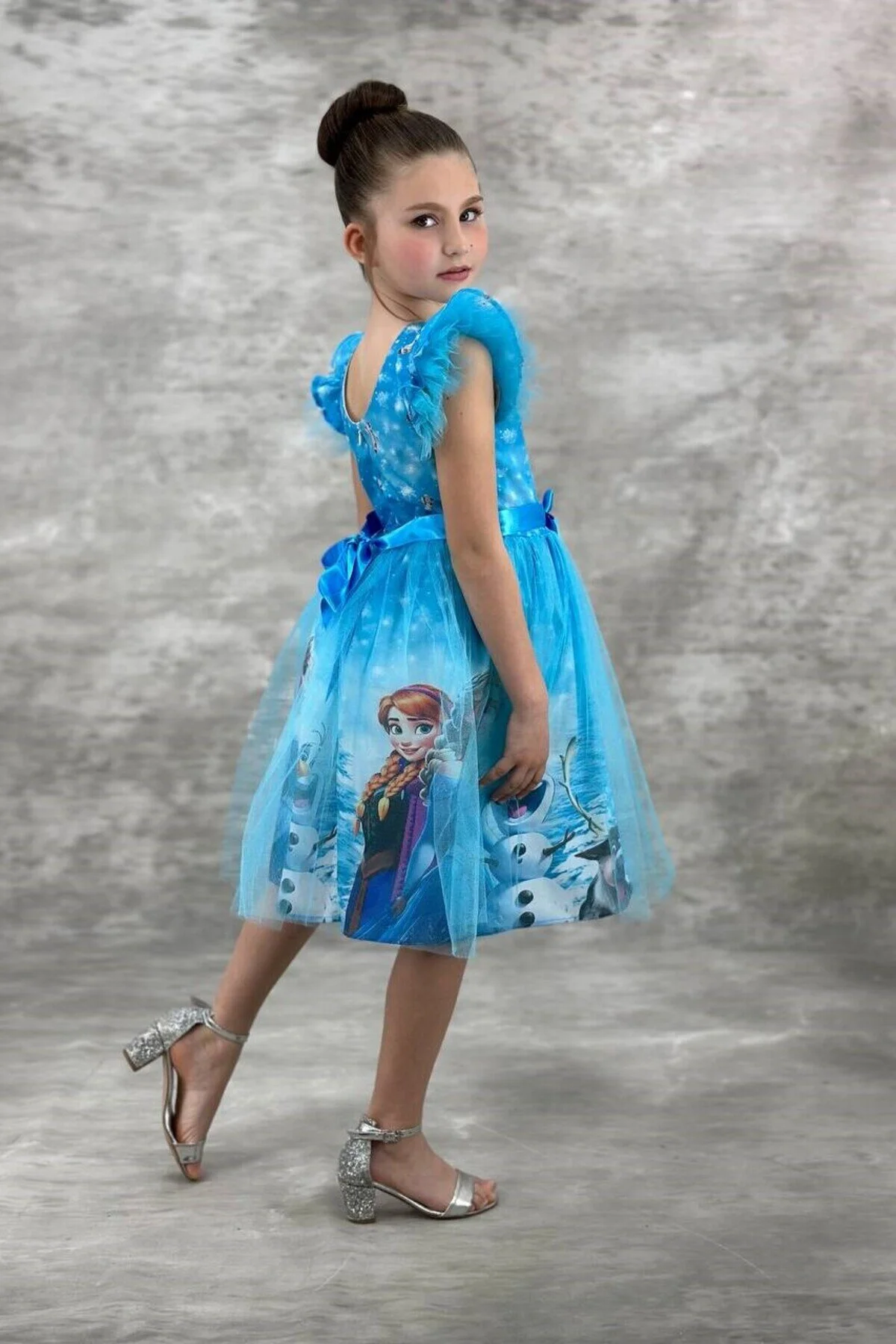 Mavi Elsa Elbise Doğumgünü Parti Elbisesi