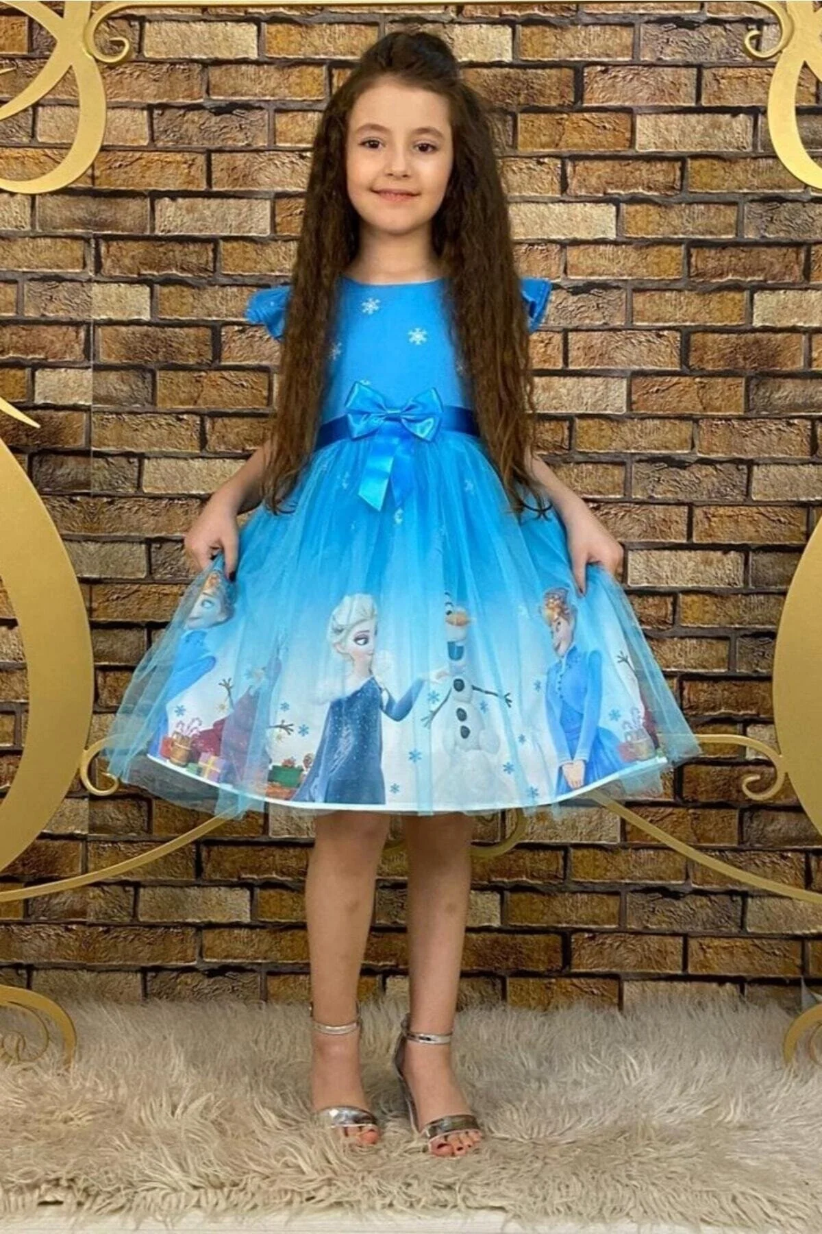 Mavi Elsa Elbise Doğumgünü Parti Elbisesi