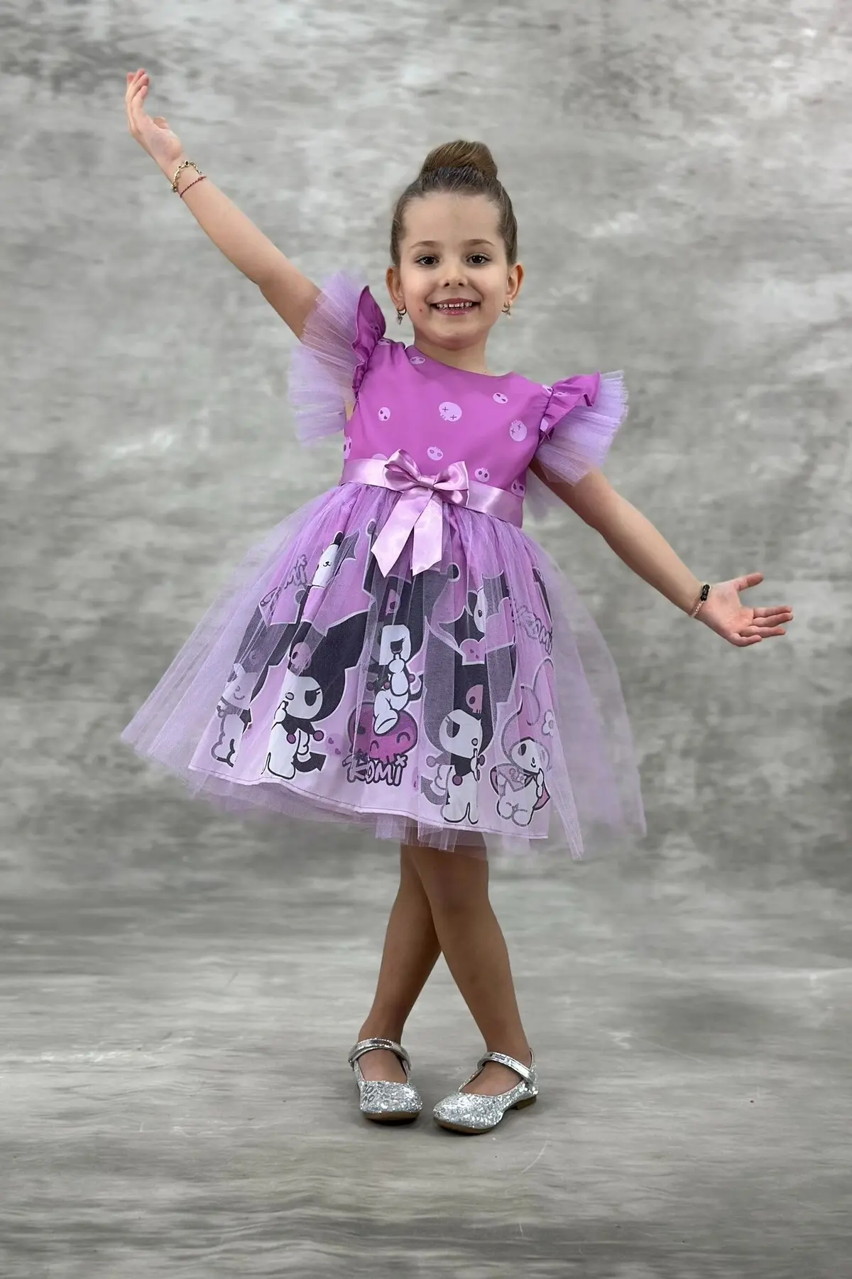 Kuromi Çocuk Elbisesi Doğumgünü Elbisesi Lila