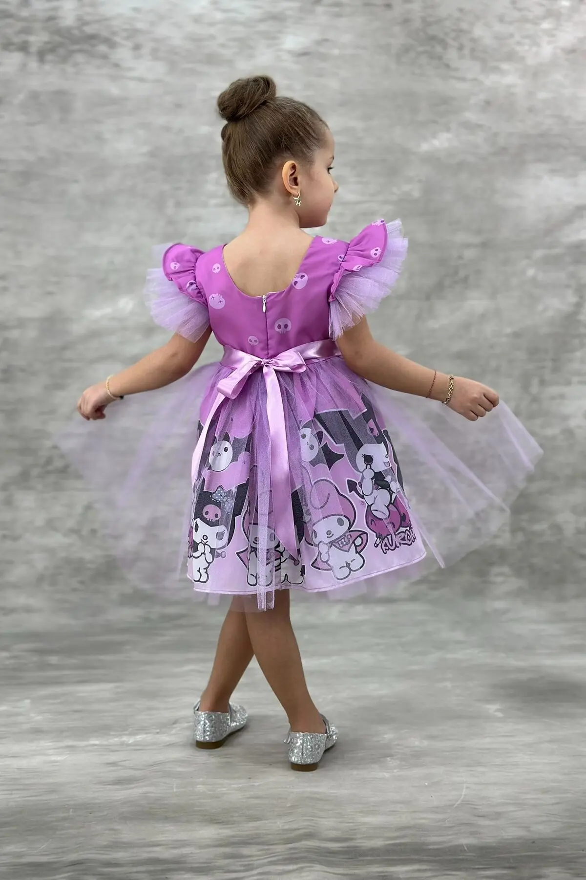 Kuromi Çocuk Elbisesi Doğumgünü Elbisesi Lila
