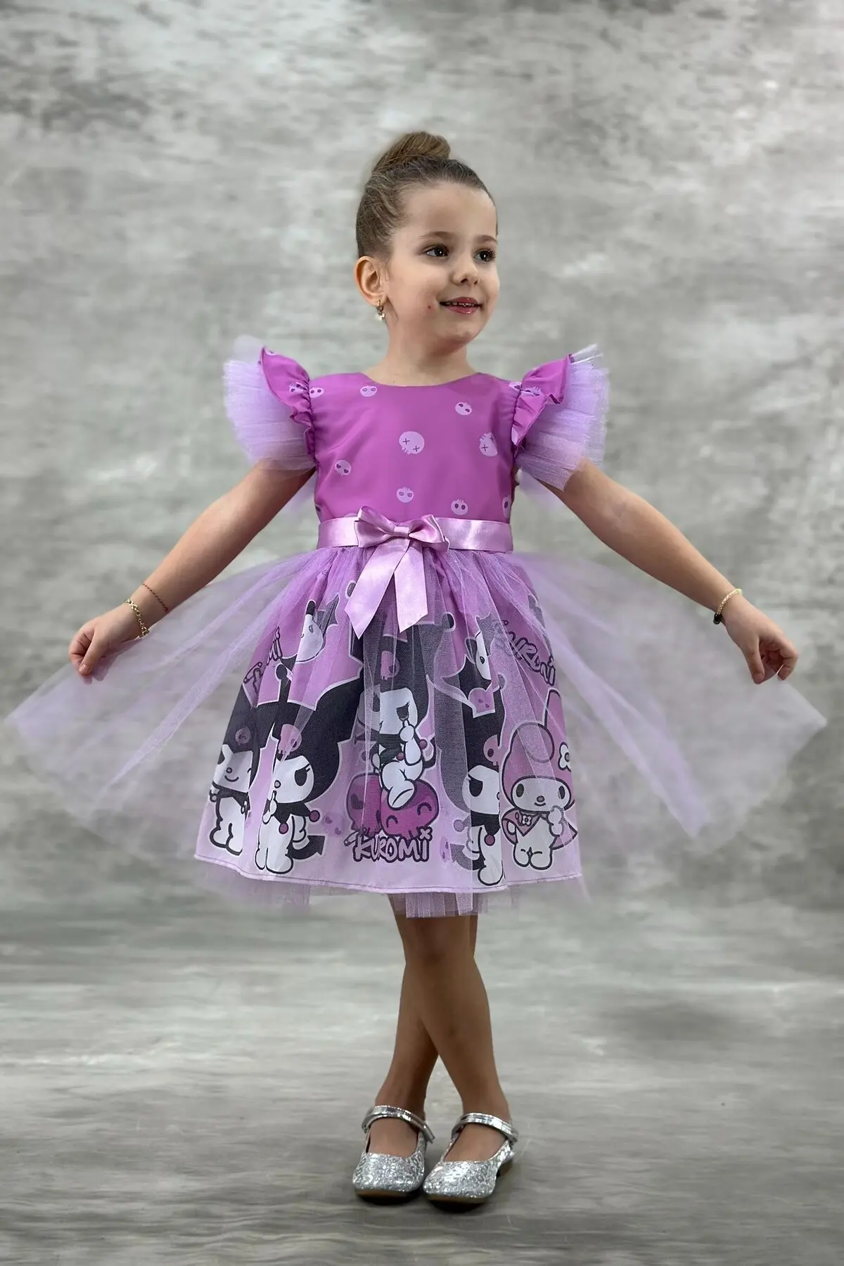 Kuromi Çocuk Elbisesi Doğumgünü Elbisesi Lila