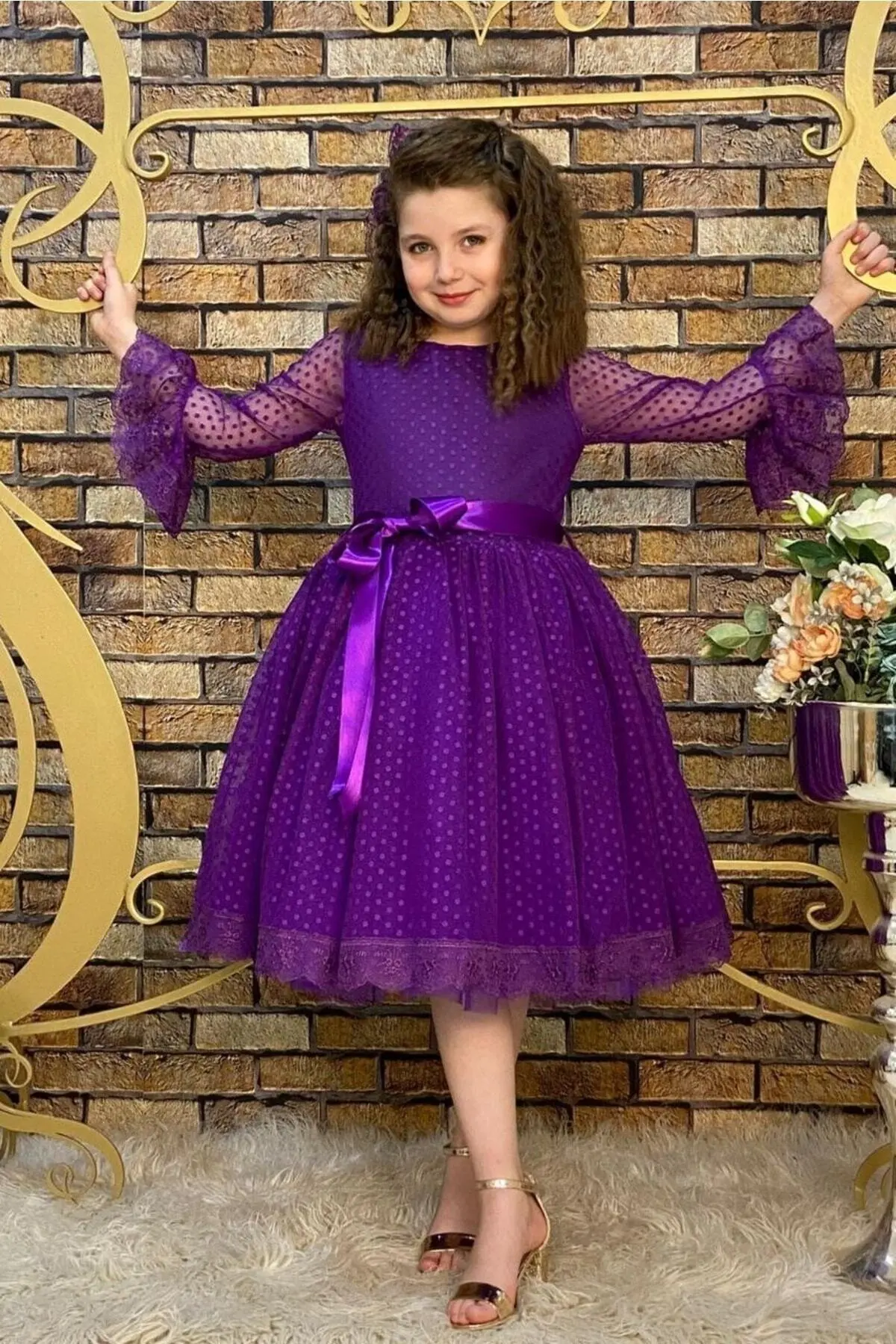 Prenses Model Mor Çocuk Abiye