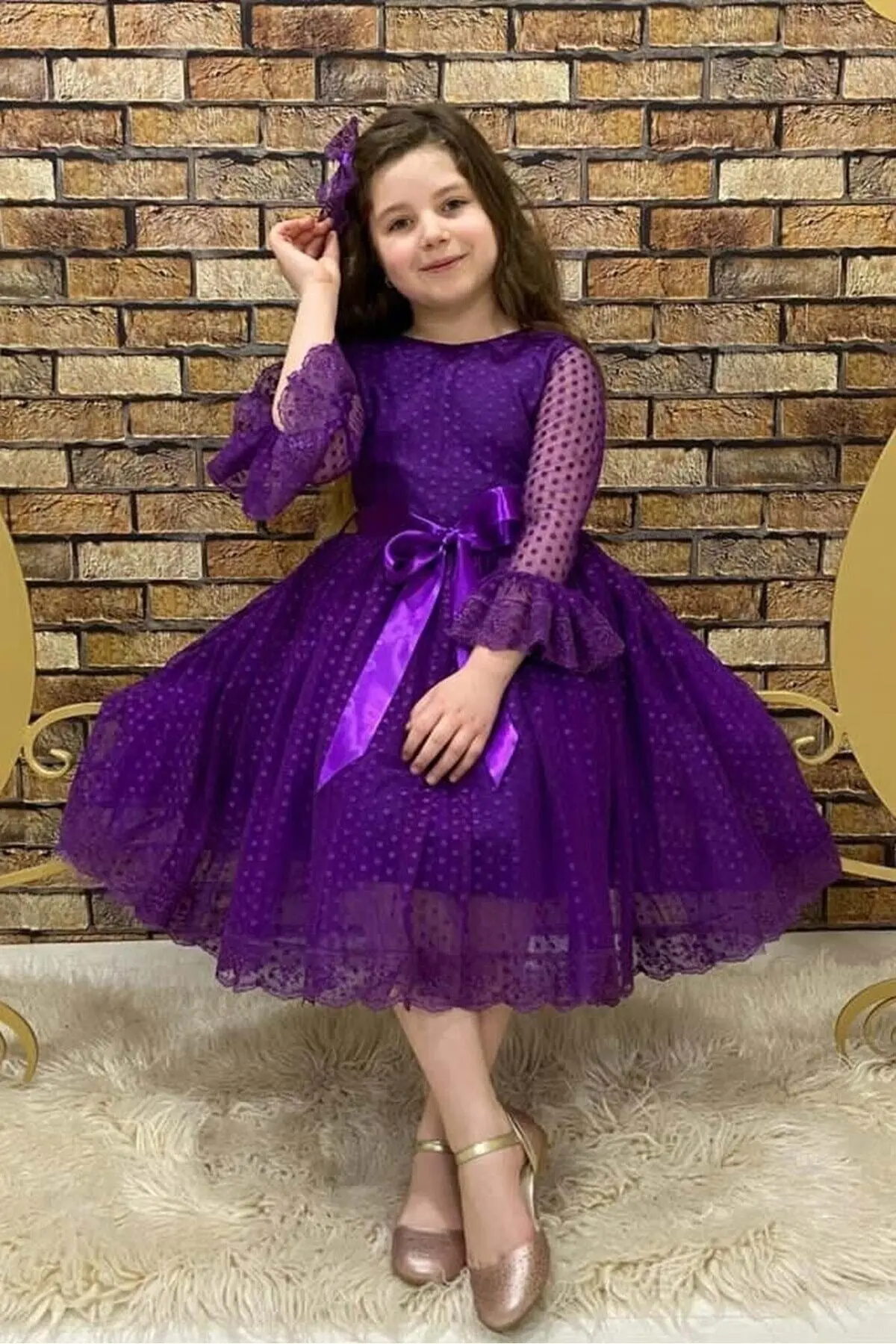 Prenses Model Mor Çocuk Abiye