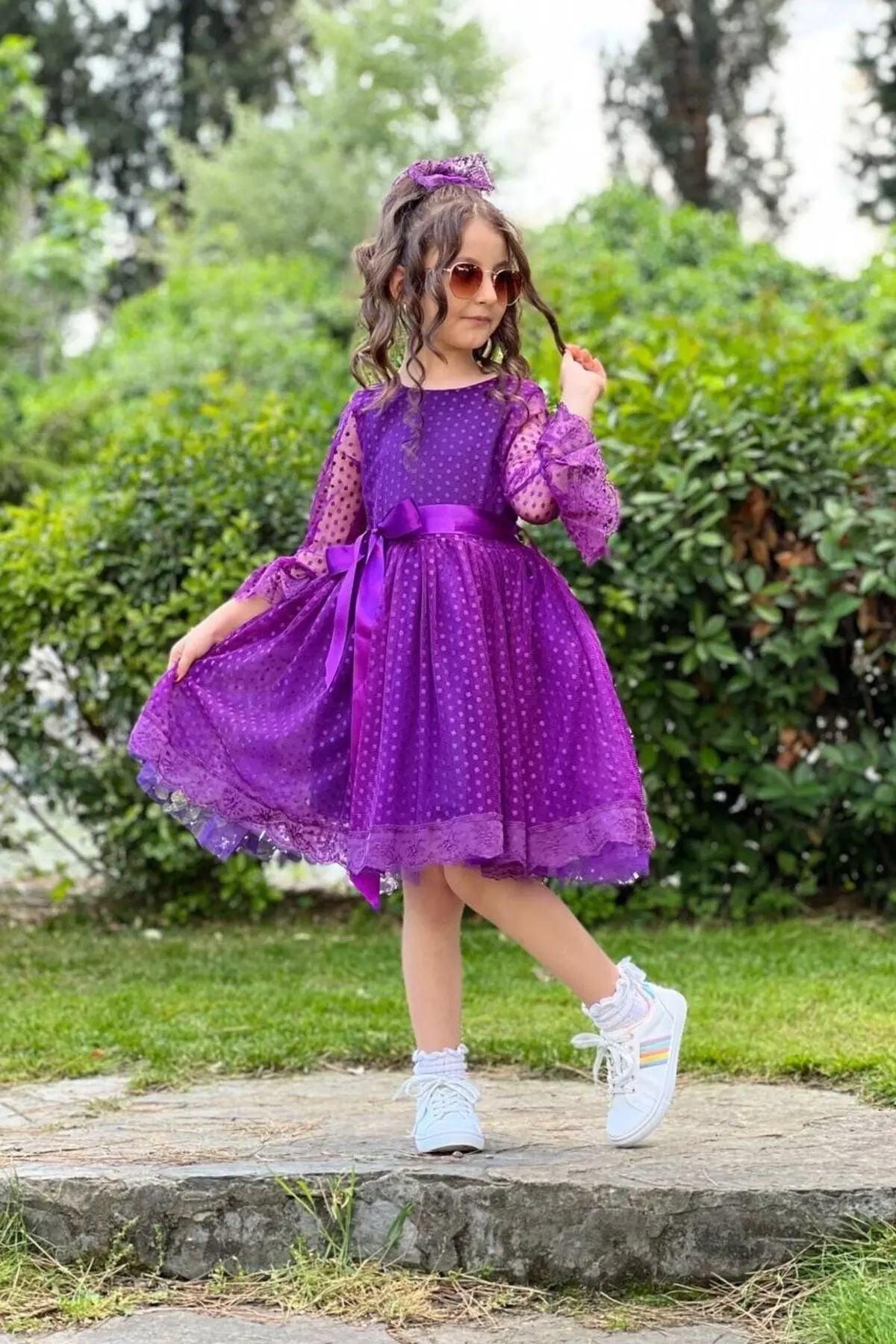 Prenses Model Mor Çocuk Abiye