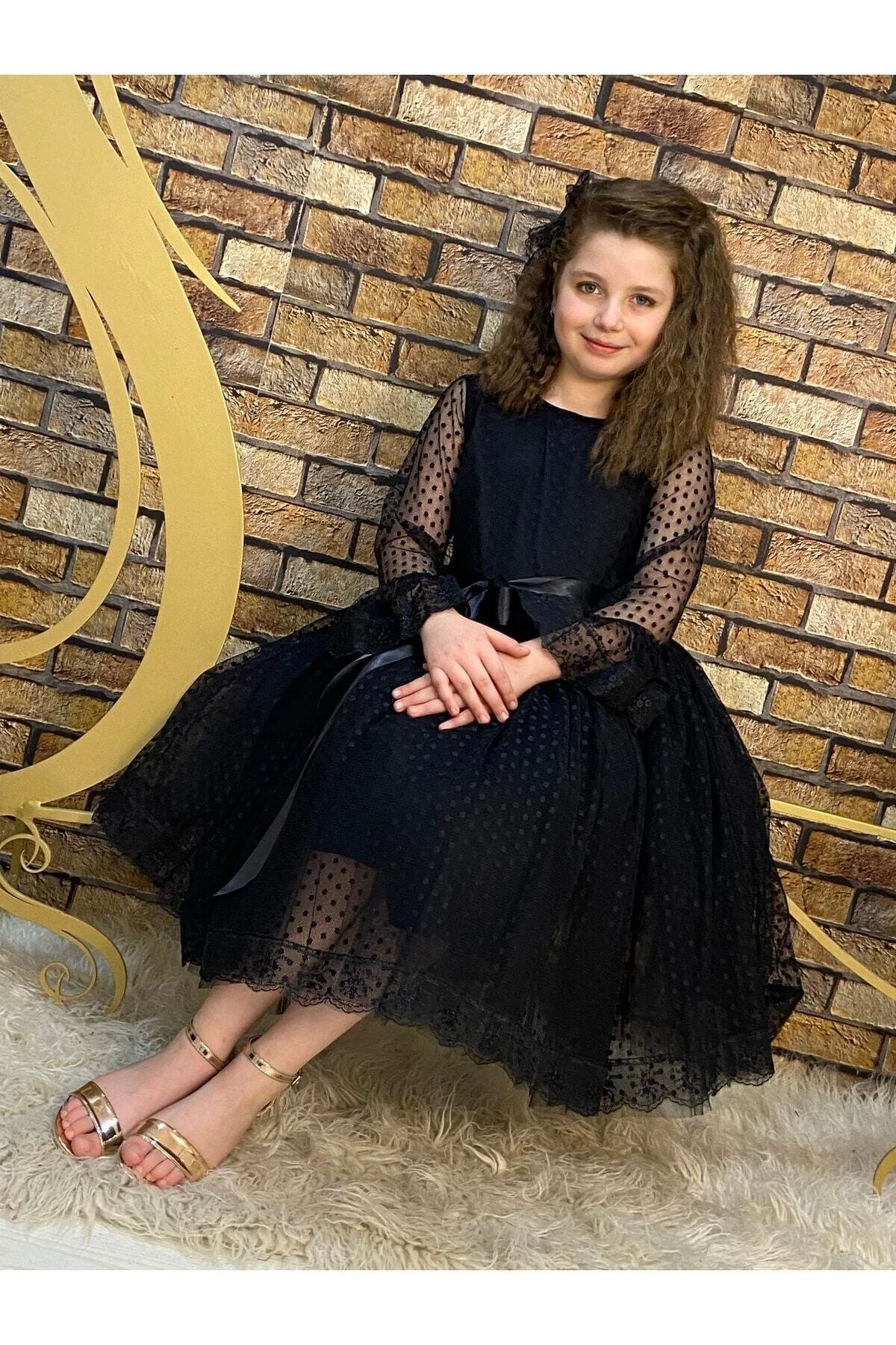 Prenses Model Siyah Çocuk Abiye