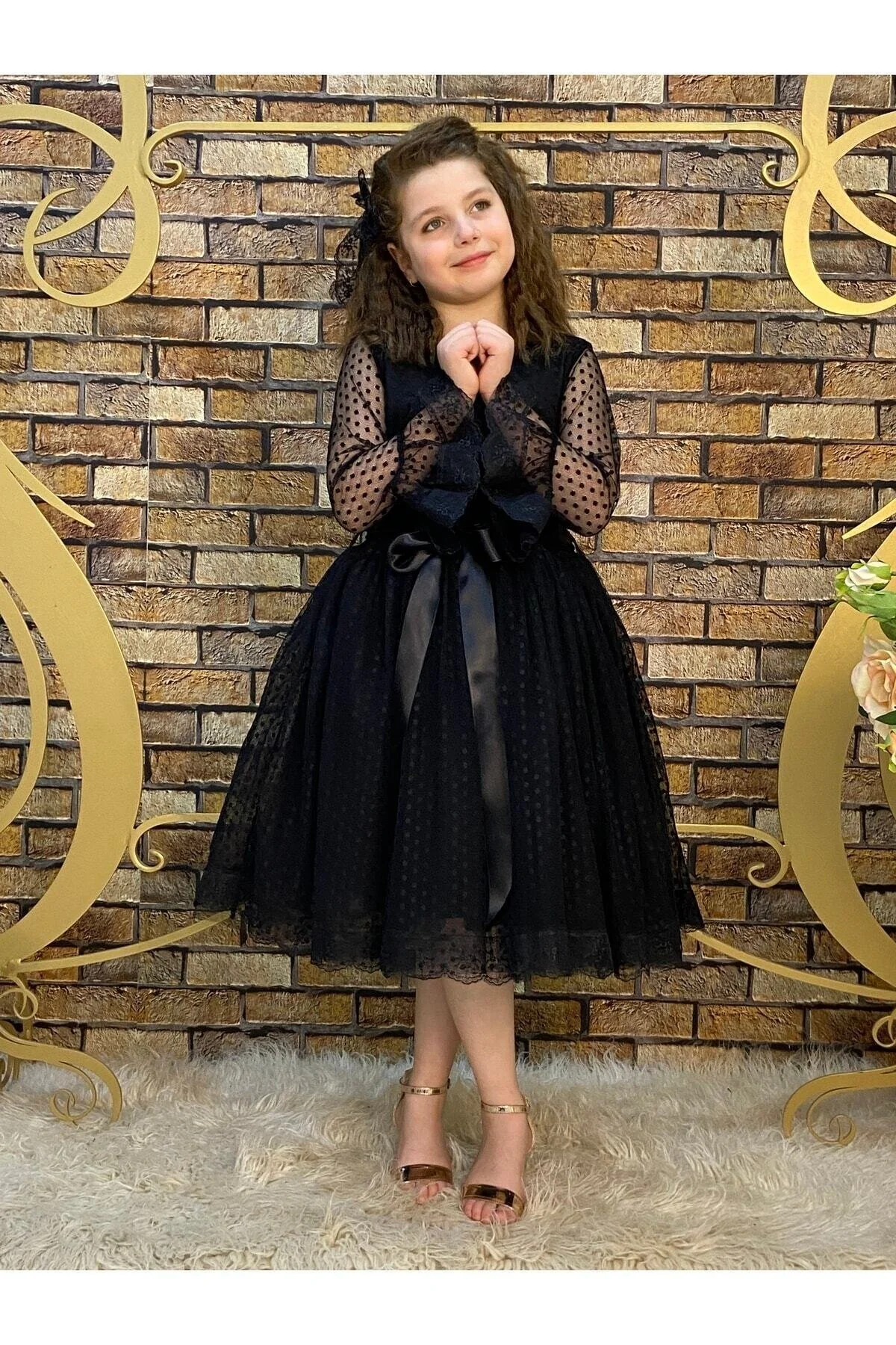 Prenses Model Siyah Çocuk Abiye