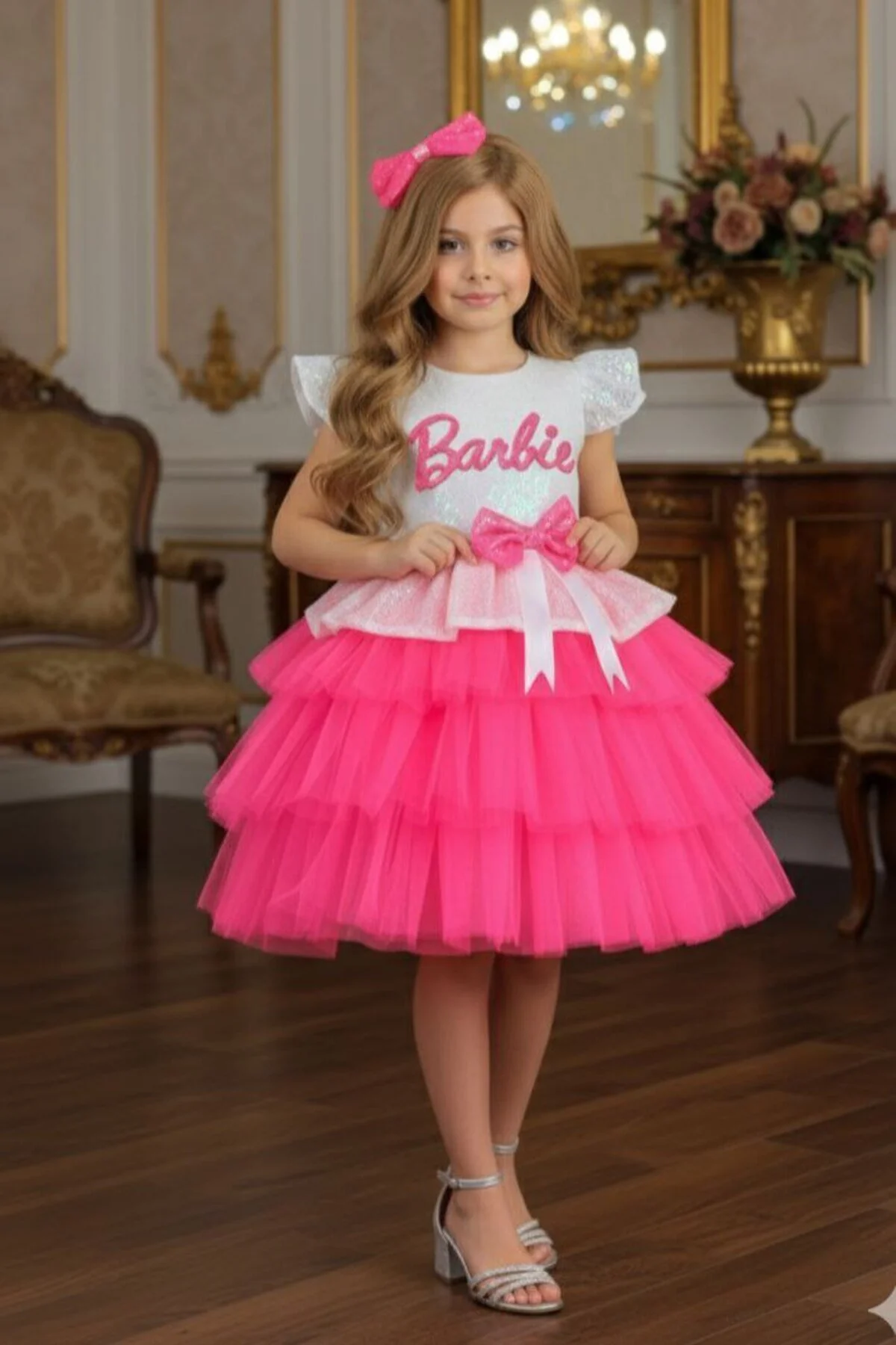 Pullu Katkat Doğum Günü Elbisesi Taçlı Abiye Kostüm