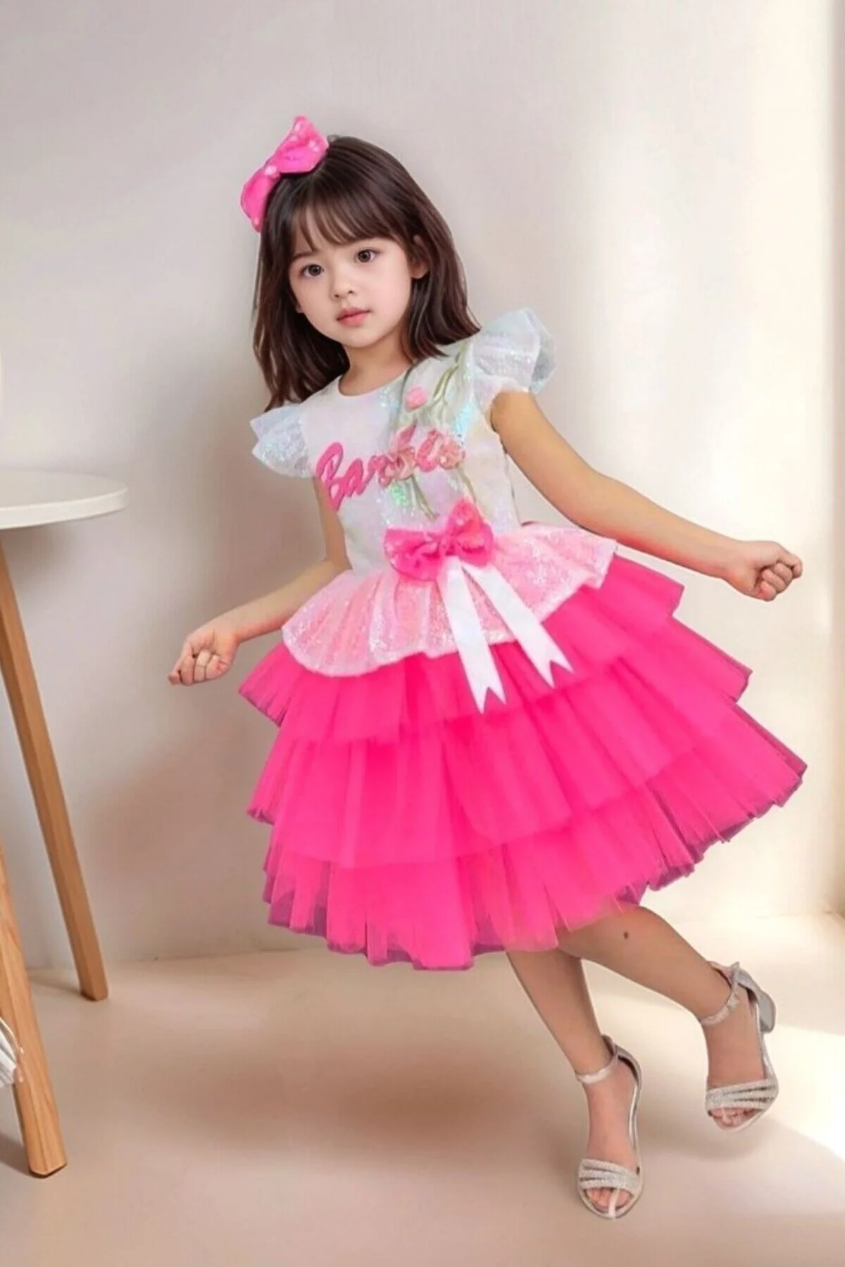 Pullu Katkat Doğum Günü Elbisesi Taçlı Abiye Kostüm