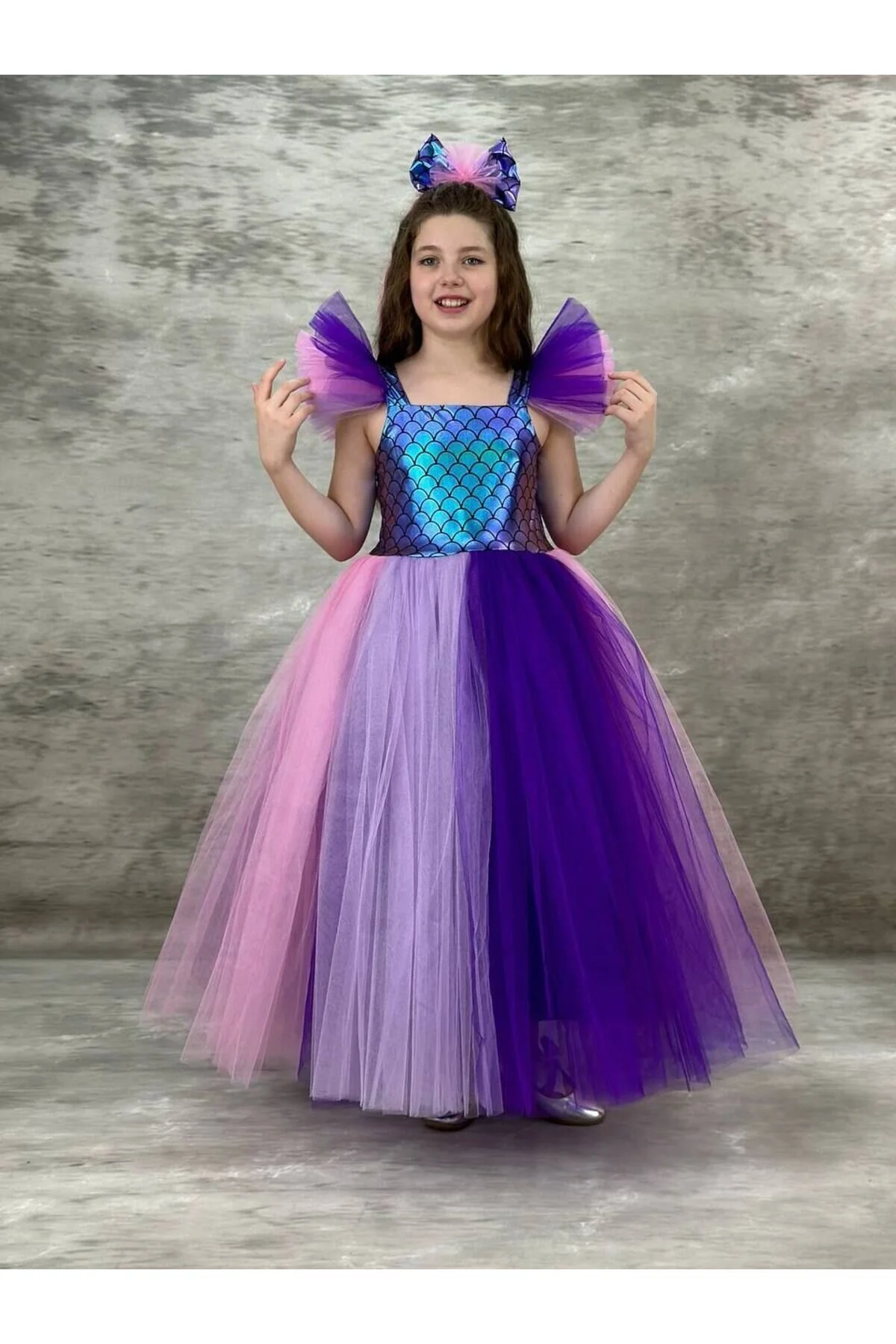 Deniz Kızı Parti Elbisesi Mor Renk
