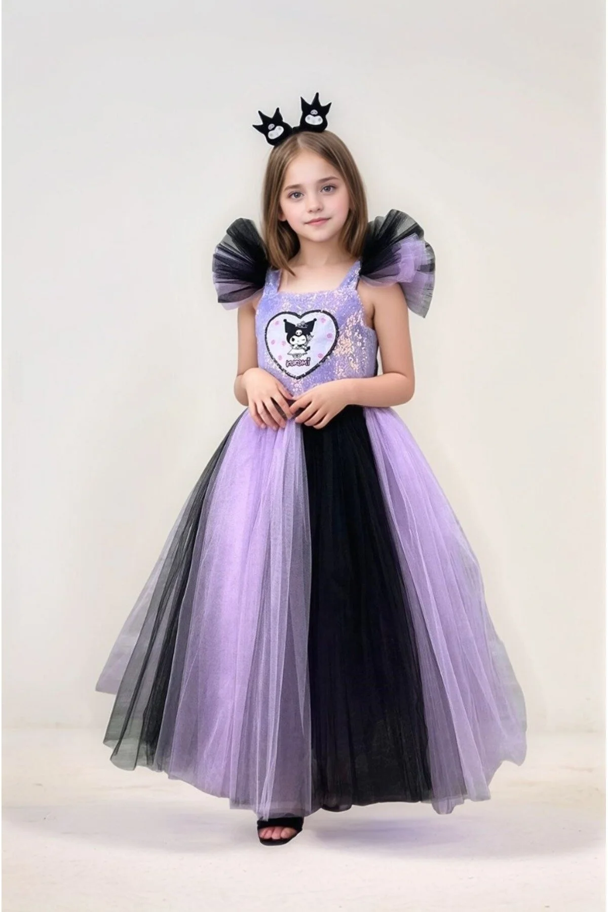 Kuromi Kostümü Kız Çocuk Abiye Elbisesi Kuromi Doğum Günü Parti Elbisesi