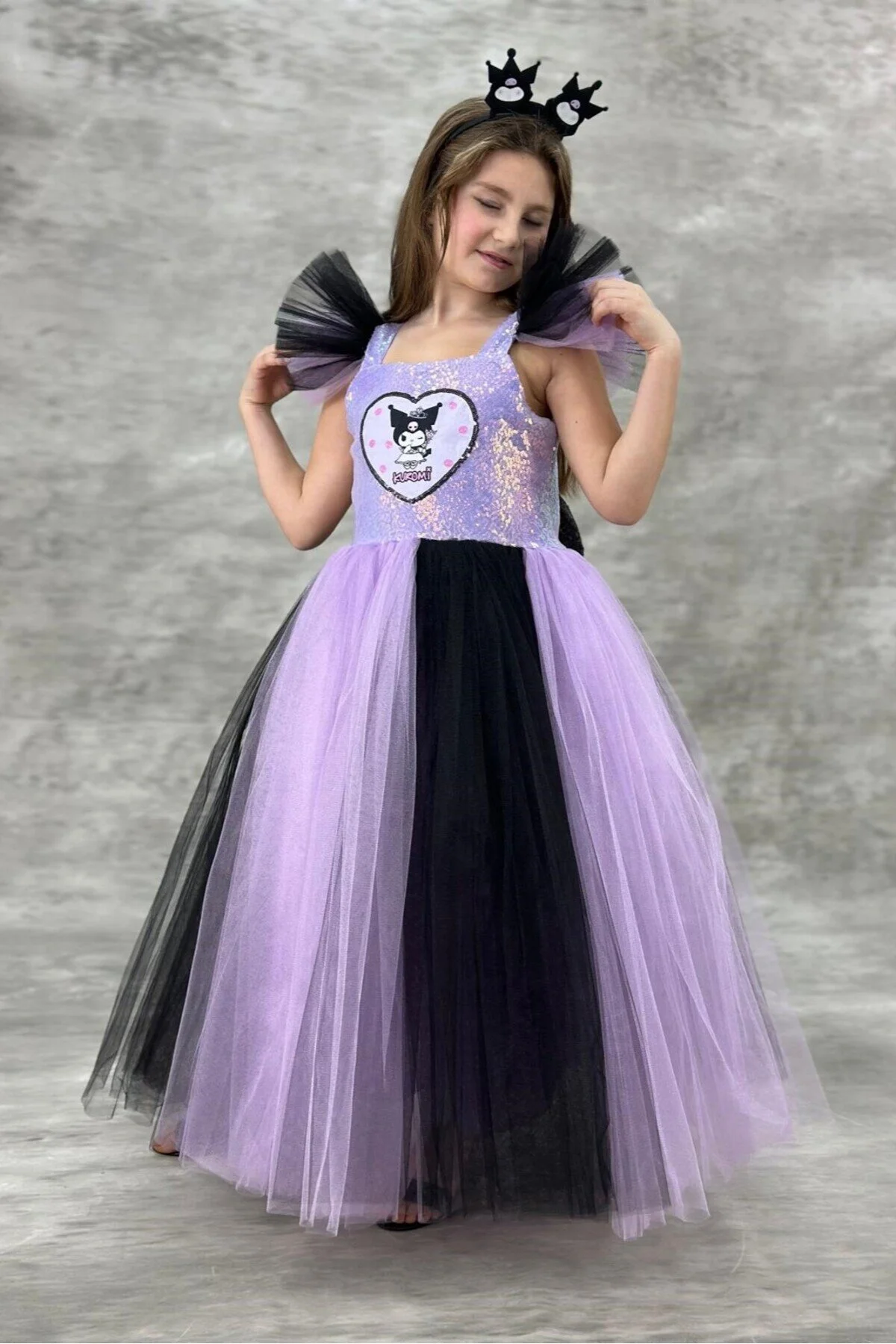 Kuromi Kostümü Kız Çocuk Abiye Elbisesi Kuromi Doğum Günü Parti Elbisesi