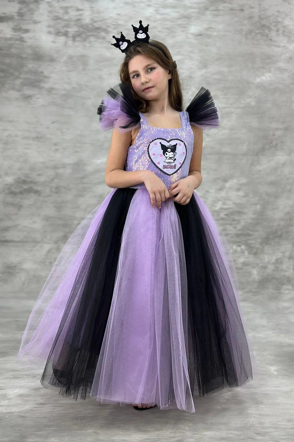 Kuromi Kostümü Kız Çocuk Abiye Elbisesi Kuromi Doğum Günü Parti Elbisesi