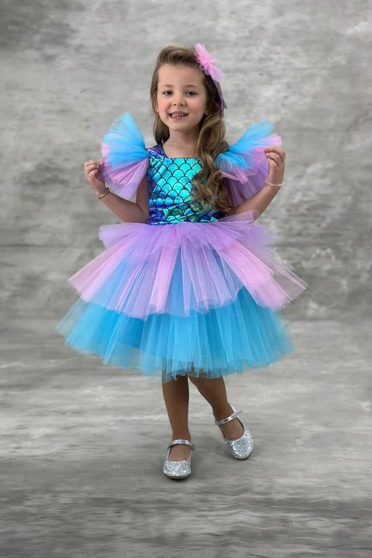 DenizKızı Kostümü Katkat Tüllü Doğumgünü Parti Elbisesi