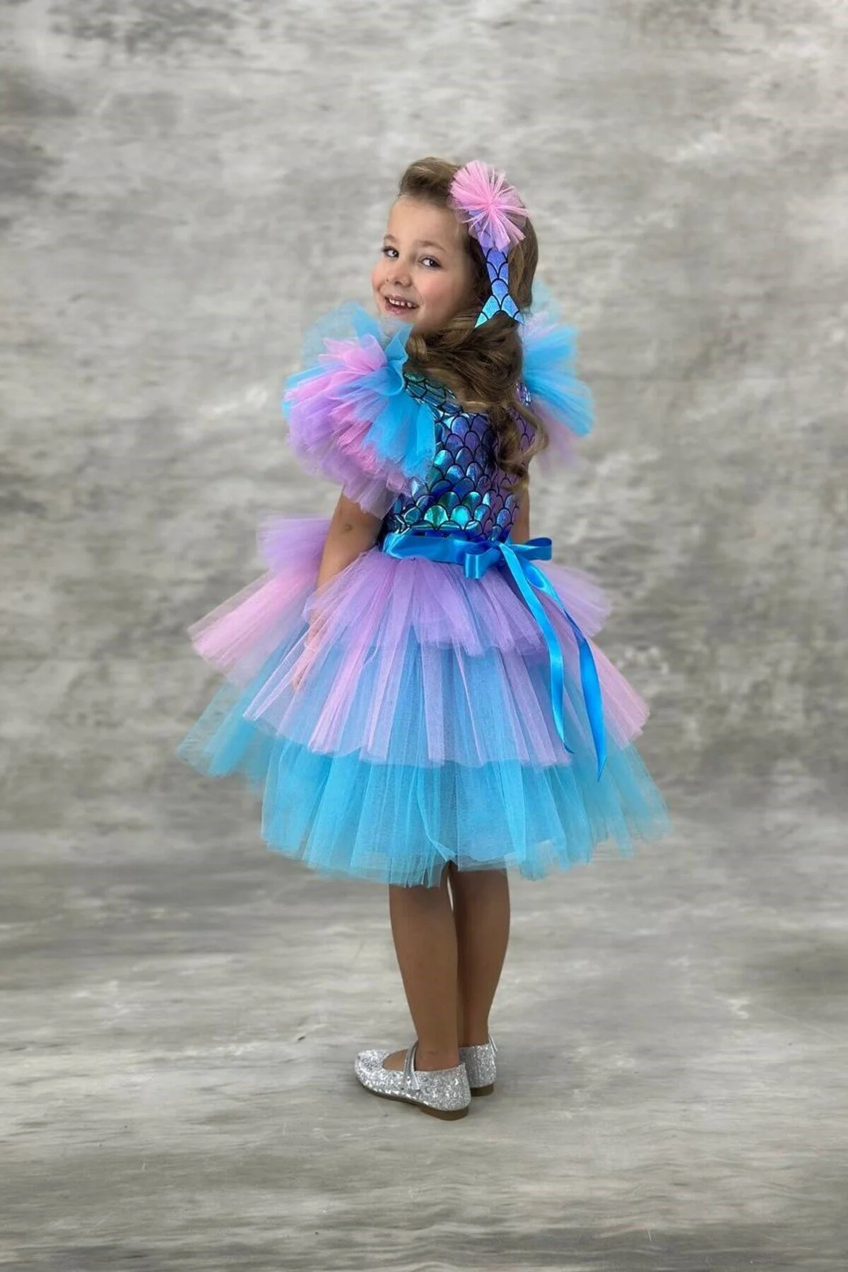 DenizKızı Kostümü Katkat Tüllü Doğumgünü Parti Elbisesi