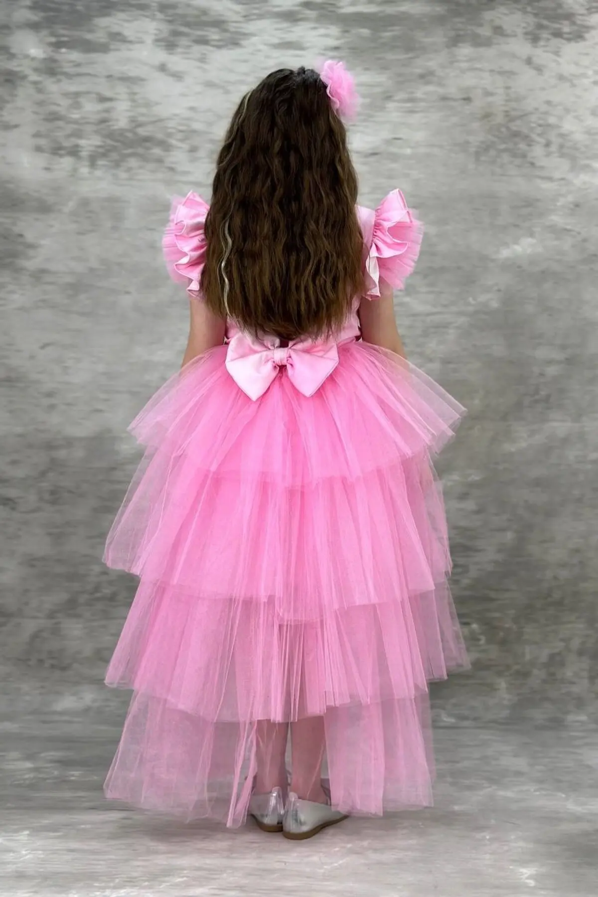 Elsa Pembe Katkat Kuyruklu Tarz Çocuk Abiye