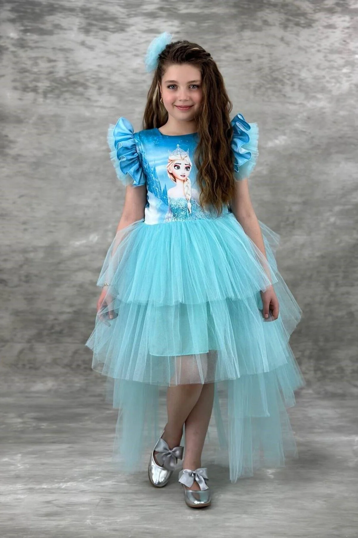 Elsa Turkuaz Katkat Kuyruklu Tarz Çocuk Abiye