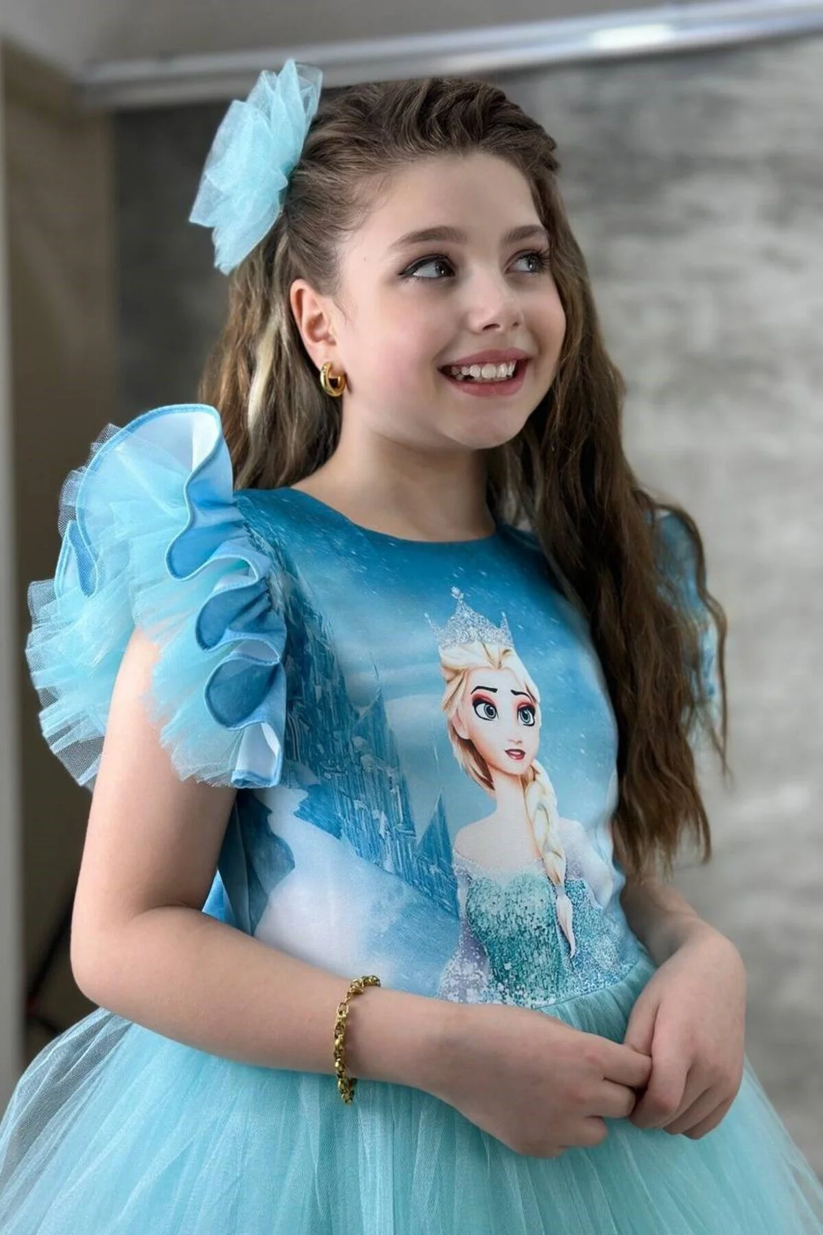 Elsa Turkuaz Katkat Kuyruklu Tarz Çocuk Abiye