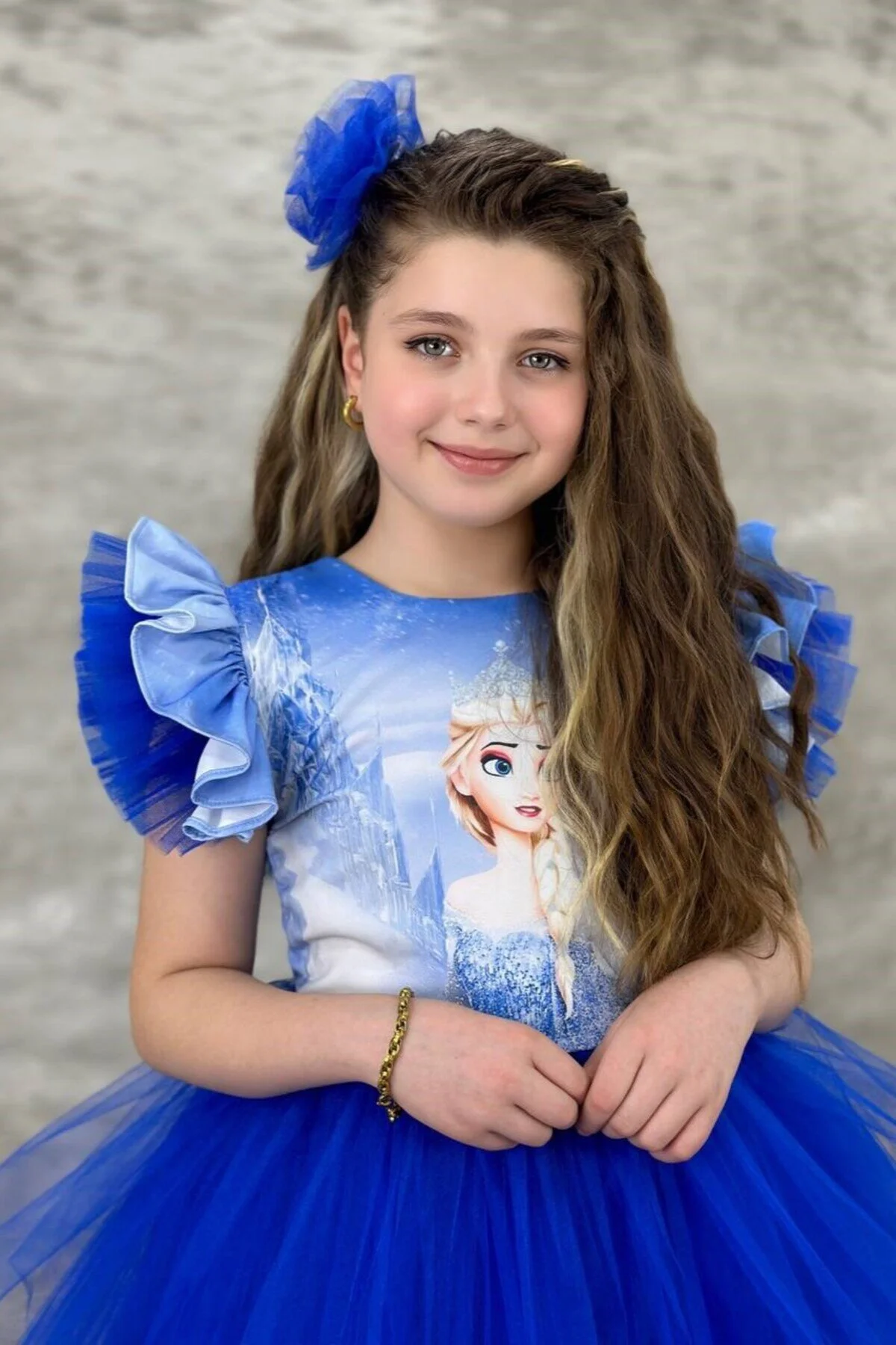 Elsa Mavi Katkat Kuyruklu Tarz Çocuk Abiye