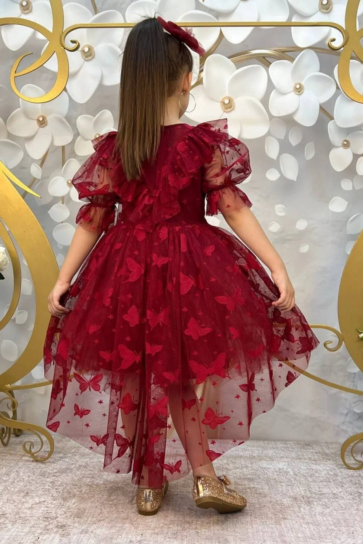 Kelebek Desenli Kuyruklu Çocuk Abiye 6/9 Yaş arası