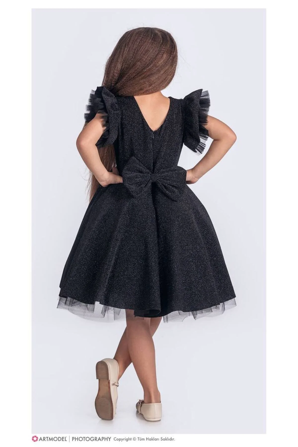 Abiye Kids Siyah Simli Tarz Çocuk Abiye Elbise